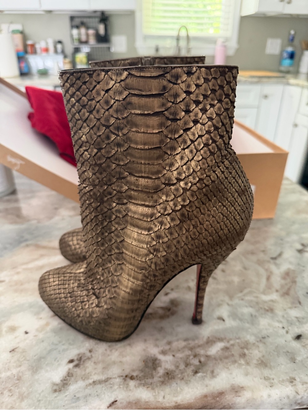 Christian Louboutin Feticha Booty Python Bronze 39.5 - Picture 2 of 8